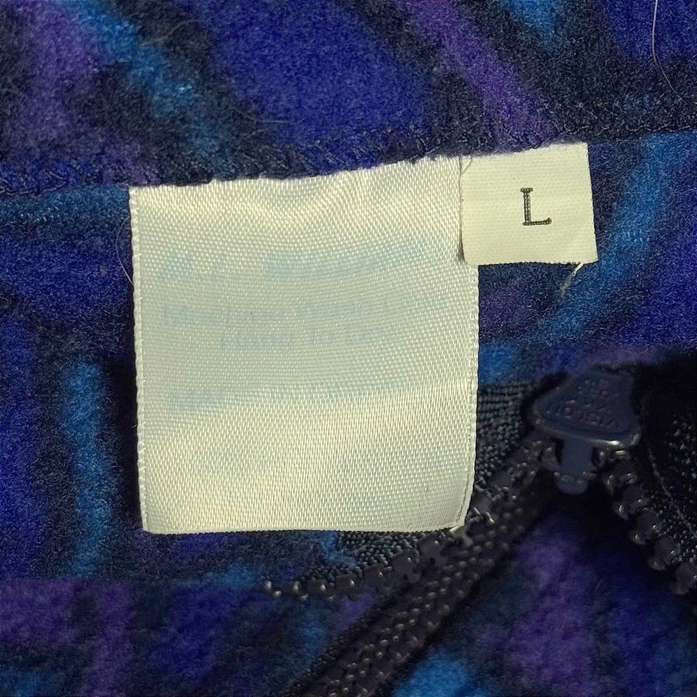 Vintage Geometric Fleece Jacket Blue Purple Abstract Full Zip Mock Neck Large - Picture 4 of 7